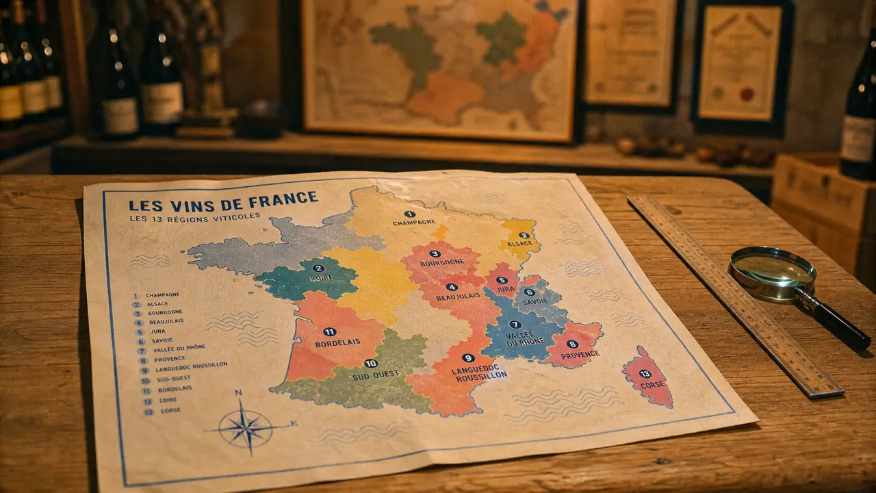 Carte de france des vins : 13 régions viticoles, 400 appellations