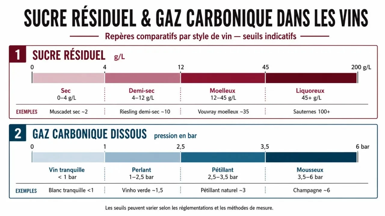 Comparatif visuel des niveaux de sucre et de bulles dans les types de vins pour mieux choisir sa bouteille