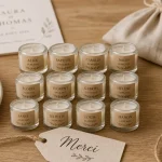 Idées cadeaux invités bougie 40 ml : liège ou fleurs séchées