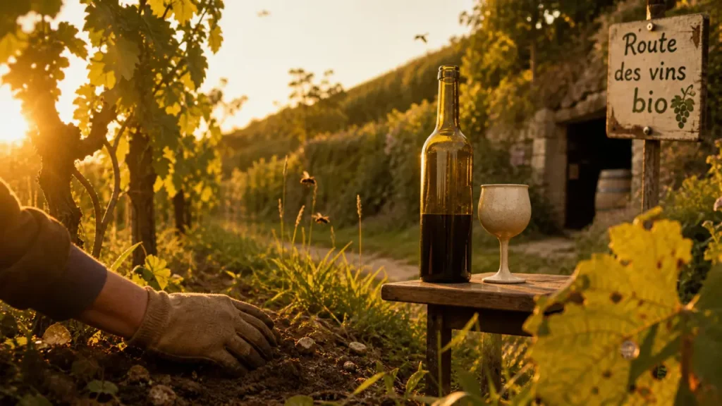 La route des vins bio : vignoble enherbé, label et dégustation