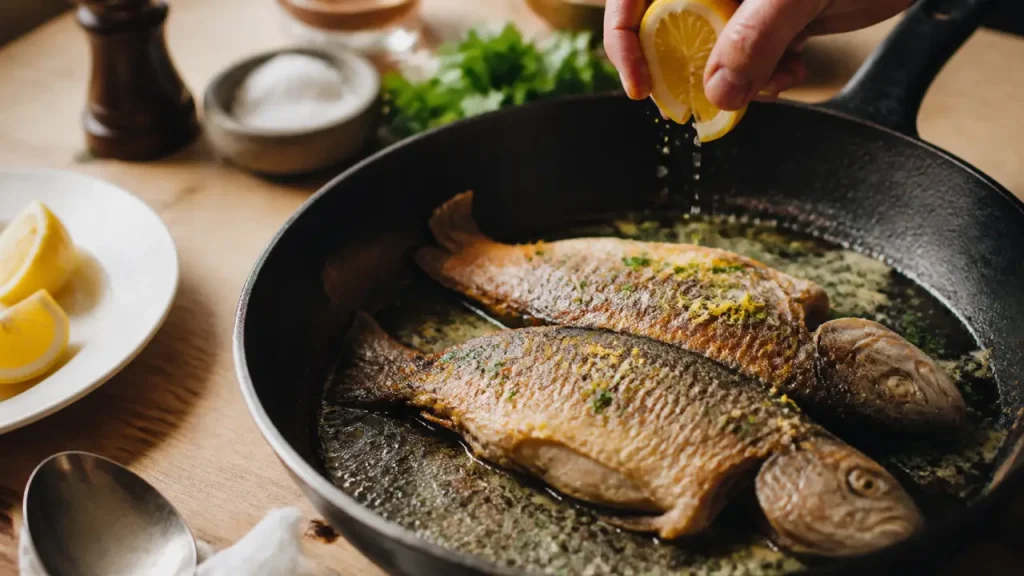 Truite à la poêle : temps de cuisson, 2 à 6 min par face