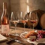 Cépages vins rosés : Grenache, Cinsault et Syrah dans des verres de rosé
