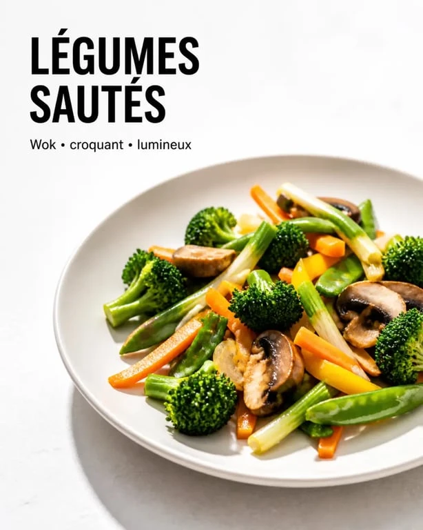 Légumes saute au wok colorés et croquants dans une assiette dressée
