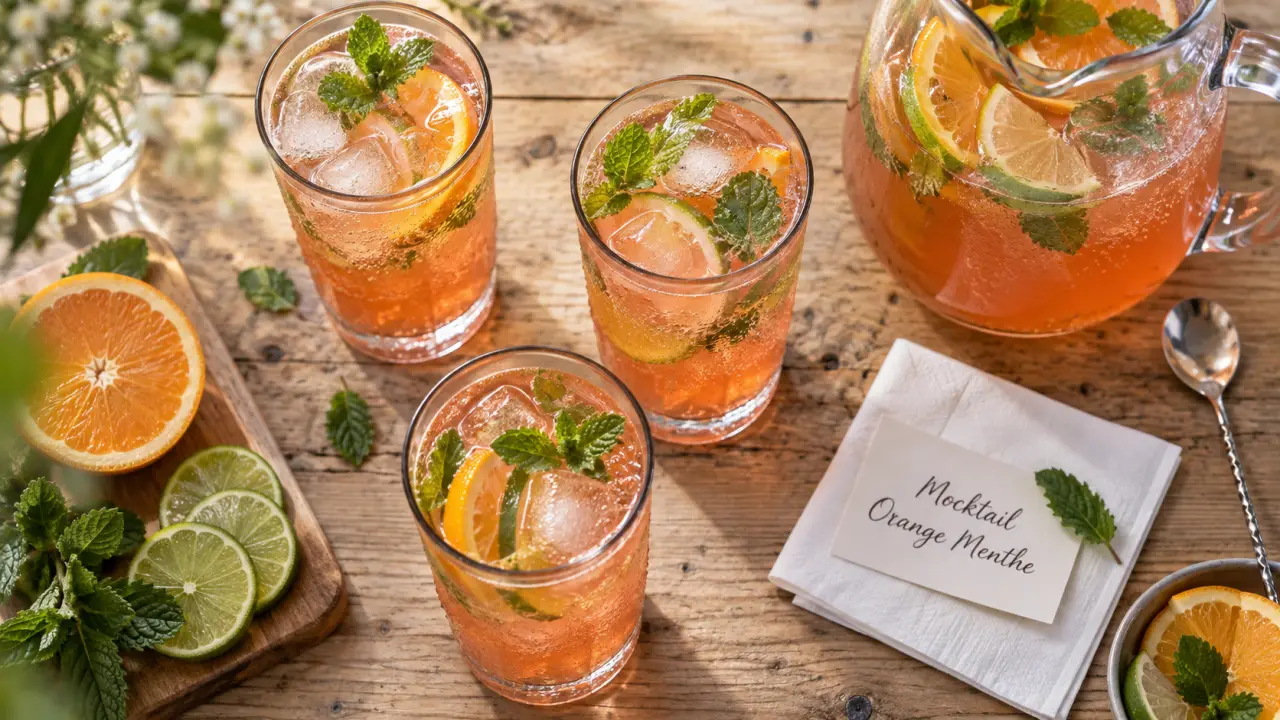Recette cocktail sans alcool : mocktail orange menthe pétillant