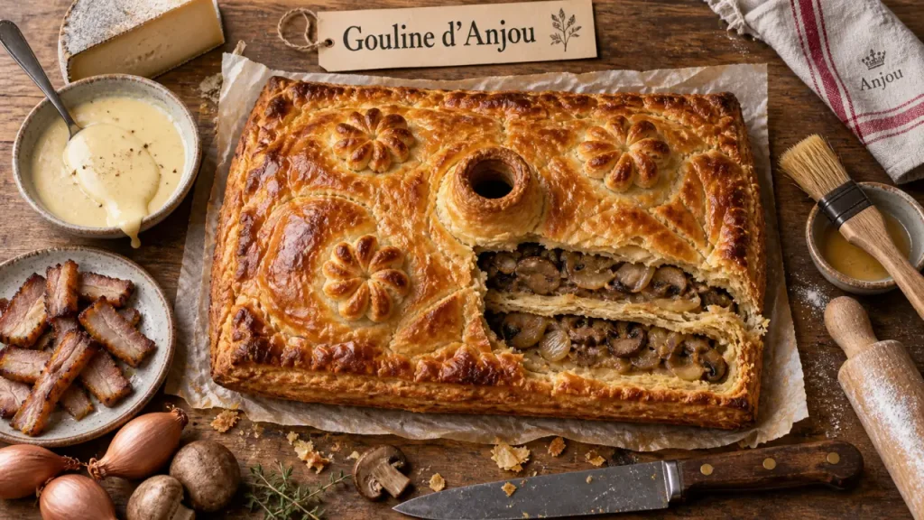 Recette de la gouline angevine aux rillauds et sauce à la tomme