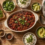 Repas pour invités : menu convivial la veille, chili doux bœuf et haricots