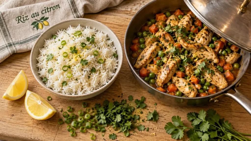 Que manger avec du riz : poulet au citron et légumes
