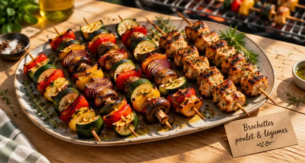Courgettes, poivrons, aubergines : les légumes qui accompagnent le mieux les brochettes de poulet