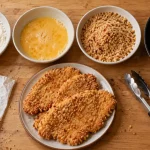 Recette panure poulet : farine, œufs et chapelure, repos 15 minutes